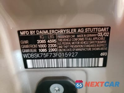 Zdjęcie 12 z 12 samochodu: 2003 MERCEDES-BENZ SL 500R VIN:WDBSK75F73F015927 - miniatura