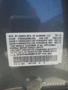 Zdjęcie 15 z 15 samochodu: 2013 HONDA PILOT EX VIN:5FNYF4H49DB015197 - miniatura