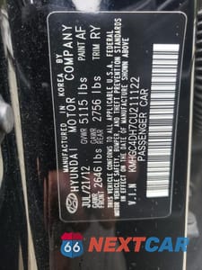 Zdjęcie 12 z 12 samochodu: 2012 HYUNDAI GENESIS 5.0L VIN:KMHGC4DH7CU211122 - miniatura