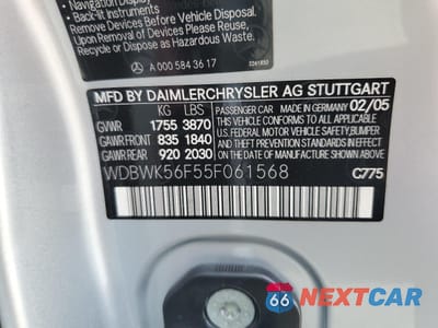 Zdjęcie 15 z 15 samochodu: 2005 MERCEDES-BENZ SLK 350 VIN:WDBWK56F55F061568 - miniatura