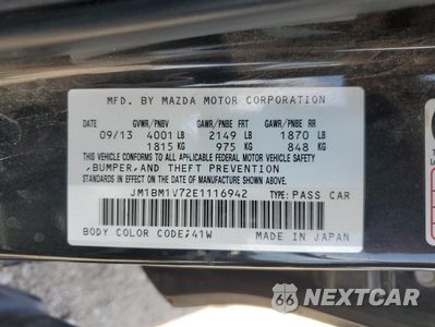 Zdjęcie 14 z 14 samochodu: 2014 MAZDA 3 TOURING VIN:JM1BM1V72E1116942 - miniatura