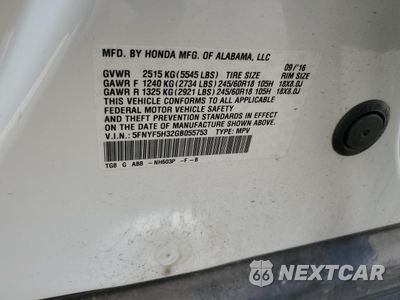 Zdjęcie 13 z 13 samochodu: 2016 HONDA PILOT EX VIN:5FNYF5H32GB055753 - miniatura