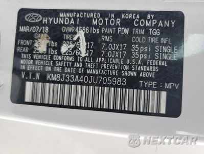 Zdjęcie 14 z 14 samochodu: 2018 HYUNDAI TUCSON SEL VIN:KM8J33A40JU705983 - miniatura