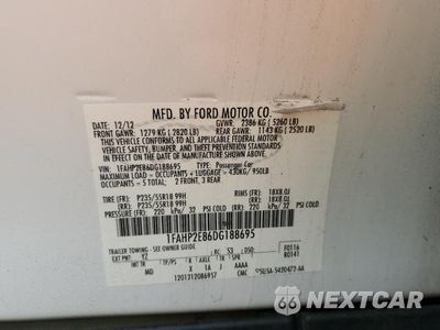 Zdjęcie 12 z 12 samochodu: 2013 FORD TAURUS SEL VIN:1FAHP2E86DG188695 - miniatura