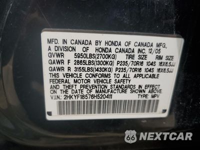 Zdjęcie 14 z 14 samochodu: 2006 HONDA PILOT EX VIN:2HKYF18576H520411 - miniatura