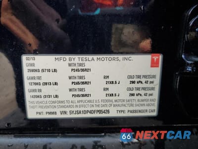 Zdjęcie 13 z 13 samochodu: 2013 TESLA MODEL S VIN:5YJSA1DP4DFP05426 - miniatura
