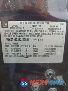 Zdjęcie 12 z 14 samochodu: 2008 GMC ENVOY VIN:1GKDT13S182169881 - miniatura