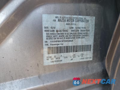 Zdjęcie 12 z 12 samochodu: 2007 MAZDA 6 I VIN:1YVHP80C875M52826 - miniatura