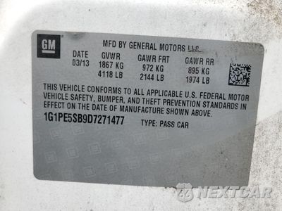 Zdjęcie 12 z 13 samochodu: 2013 CHEVROLET CRUZE LT VIN:1G1PE5SB9D7271477 - miniatura