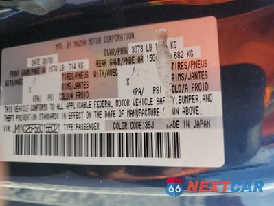 Zdjęcie 12 z 14 samochodu: 2008 MAZDA MX-5 MIATA VIN:JM1NC25F580156021 - miniatura