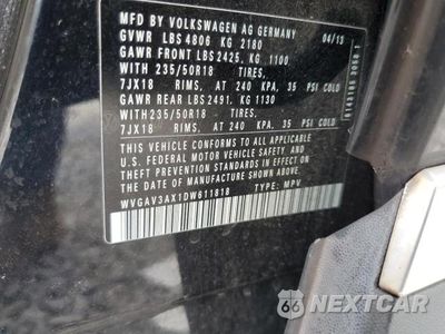 Zdjęcie 12 z 12 samochodu: 2013 VOLKSWAGEN TIGUAN S VIN:WVGAV3AX1DW611818 - miniatura
