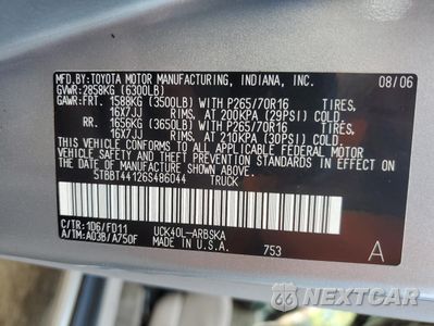 Zdjęcie 12 z 14 samochodu: 2006 TOYOTA TUNDRA ACCESS CAB SR5 VIN:5TBBT44126S486044 - miniatura