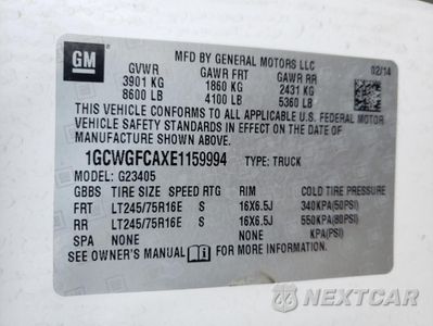 Zdjęcie 13 z 13 samochodu: 2014 CHEVROLET EXPRESS G2500 VIN:1GCWGFCAXE1159994 - miniatura