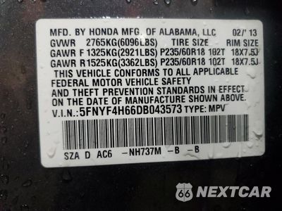 Zdjęcie 13 z 15 samochodu: 2013 HONDA PILOT EXL VIN:5FNYF4H66DB043573 - miniatura