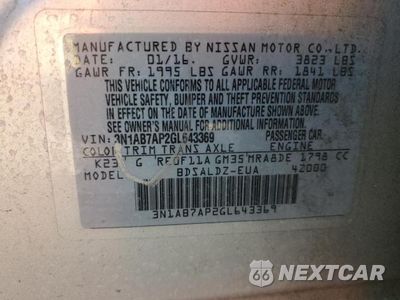 Zdjęcie 12 z 12 samochodu: 2016 NISSAN SENTRA S VIN:3N1AB7AP2GL643369 - miniatura