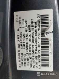 Zdjęcie 12 z 14 samochodu: 2012 HONDA ACCORD LX VIN:1HGCP2F31CA117852 - miniatura
