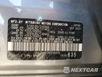 Zdjęcie 12 z 12 samochodu: 2022 MITSUBISHI OUTLANDER SEL VIN:JA4J3VA87NZ034429 - miniatura