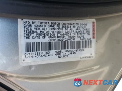 Zdjęcie 12 z 14 samochodu: 2000 LEXUS ES 300 VIN:JT8BF28G0Y0246092 - miniatura