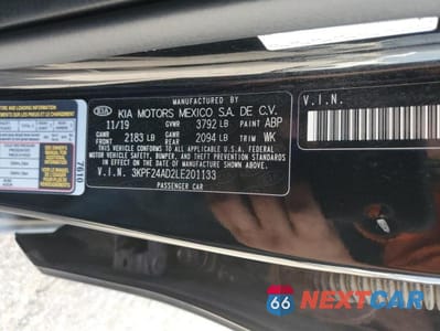 Zdjęcie 12 z 12 samochodu: 2020 KIA FORTE FE VIN:3KPF24AD2LE201133 - miniatura
