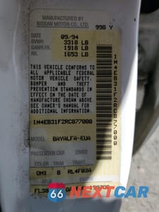 Zdjęcie 12 z 14 samochodu: 1994 NISSAN SENTRA E VIN:1N4EB31F2RC877000 - miniatura