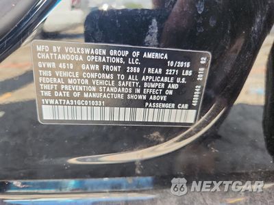 Zdjęcie 12 z 14 samochodu: 2016 VOLKSWAGEN PASSAT S VIN:1VWAT7A31GC010331 - miniatura