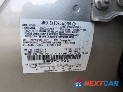 Zdjęcie 12 z 12 samochodu: 2010 FORD TAURUS SEL VIN:1FAHP2EW8AG105651 - miniatura