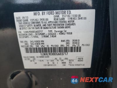 Zdjęcie 12 z 12 samochodu: 2014 LINCOLN MKS VIN:1LNHL9EK8EG603717 - miniatura
