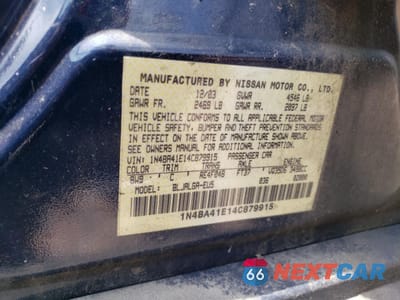 Zdjęcie 13 z 13 samochodu: 2004 NISSAN MAXIMA SE VIN:1N4BA41E14C879915 - miniatura
