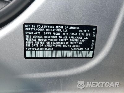 Zdjęcie 12 z 14 samochodu: 2012 VOLKSWAGEN PASSAT SE VIN:1VWBP7A39CC064057 - miniatura