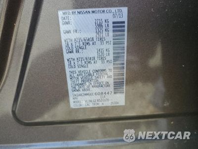 Zdjęcie 13 z 13 samochodu: 2014 NISSAN PATHFINDER S VIN:5N1AR2MM6EC608447 - miniatura