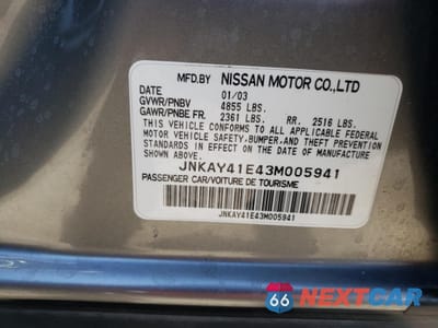 Zdjęcie 12 z 12 samochodu: 2003 INFINITI M45 VIN:JNKAY41E43M005941 - miniatura