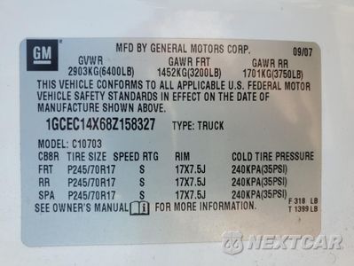 Zdjęcie 12 z 14 samochodu: 2008 CHEVROLET SILVERADO C1500 VIN:1GCEC14X68Z158327 - miniatura
