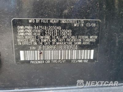 Zdjęcie 12 z 14 samochodu: 2008 SUBARU IMPREZA WRX STI VIN:JF1GR89618L830514 - miniatura