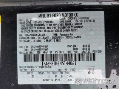 Zdjęcie 13 z 13 samochodu: 2022 FORD MUSTANG VIN:1FA6P8TH6N5144061 - miniatura