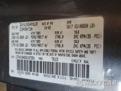 Zdjęcie 12 z 12 samochodu: 2003 DODGE RAM 1500 ST VIN:1D7HA18N63S167354 - miniatura