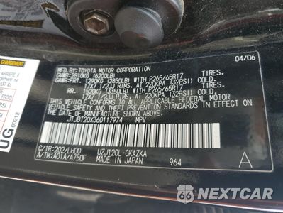 Zdjęcie 13 z 13 samochodu: 2006 LEXUS GX 470 VIN:JTJBT20X360117974 - miniatura