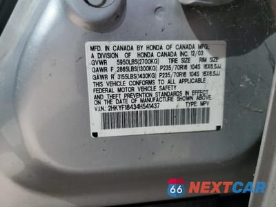 Zdjęcie 13 z 13 samochodu: 2004 HONDA PILOT EX VIN:2HKYF18434H541437 - miniatura