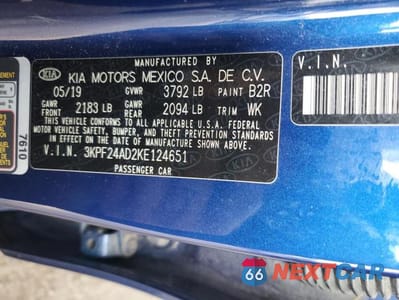 Zdjęcie 13 z 13 samochodu: 2019 KIA FORTE FE VIN:3KPF24AD2KE124651 - miniatura