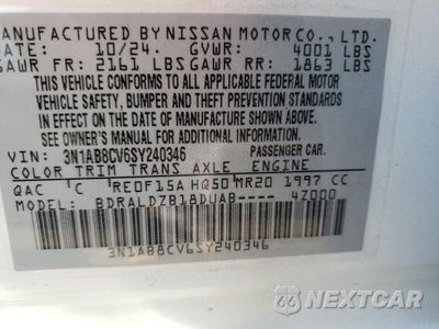 Zdjęcie 12 z 13 samochodu: 2025 NISSAN SENTRA SV VIN:3N1AB8CV6SY240346 - miniatura