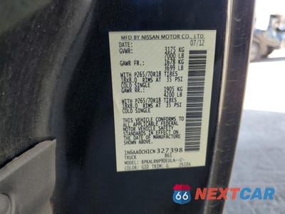 Zdjęcie 12 z 14 samochodu: 2012 NISSAN TITAN S VIN:1N6AA0CH1CN327398 - miniatura