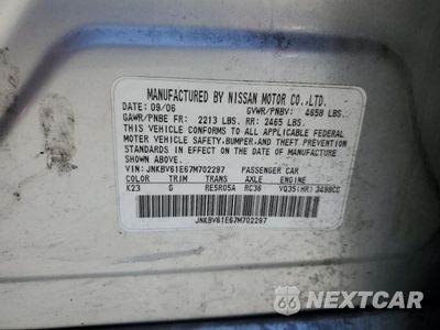 Zdjęcie 13 z 15 samochodu: 2007 INFINITI G35 VIN:JNKBV61E67M702297 - miniatura