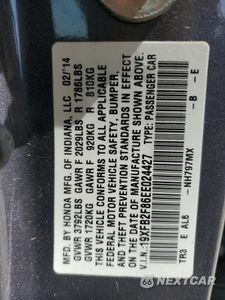 Zdjęcie 13 z 14 samochodu: 2014 HONDA CIVIC EX VIN:19XFB2F86EE024427 - miniatura