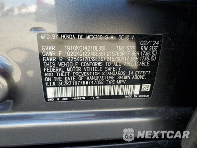 Zdjęcie 12 z 15 samochodu: 2024 HONDA HR-V EXL VIN:3CZRZ1H74RM747058 - miniatura
