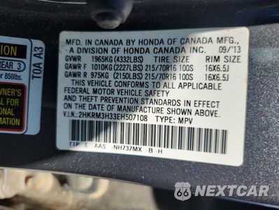 Zdjęcie 14 z 14 samochodu: 2014 HONDA CR-V LX VIN:2HKRM3H33EH507108 - miniatura
