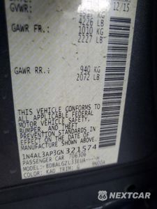 Zdjęcie 12 z 12 samochodu: 2016 NISSAN ALTIMA 2.5 VIN:1N4AL3AP3GN321574 - miniatura
