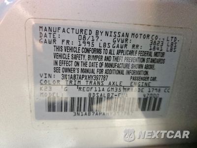 Zdjęcie 12 z 14 samochodu: 2017 NISSAN SENTRA S VIN:3N1AB7APXHY397787 - miniatura