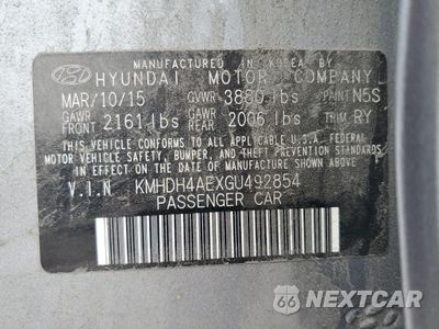 Zdjęcie 12 z 12 samochodu: 2016 HYUNDAI ELANTRA SE VIN:KMHDH4AEXGU492854 - miniatura