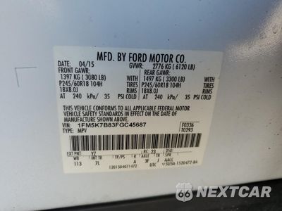 Zdjęcie 13 z 15 samochodu: 2015 FORD EXPLORER VIN:1FM5K7B83FGC45687 - miniatura