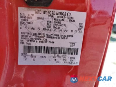 Zdjęcie 12 z 12 samochodu: 2008 FORD F350 SRW SUPER DUTY VIN:1FTWF31Y08ED16088 - miniatura