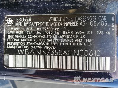Zdjęcie 13 z 13 samochodu: 2006 BMW 530 XIT VIN:WBANN73506CN00610 - miniatura